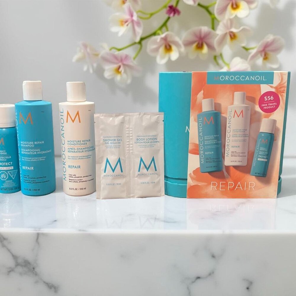 Moroccanoil Moisture Repair Set Shampoo Conditioner Perfect Defend Body Lotion